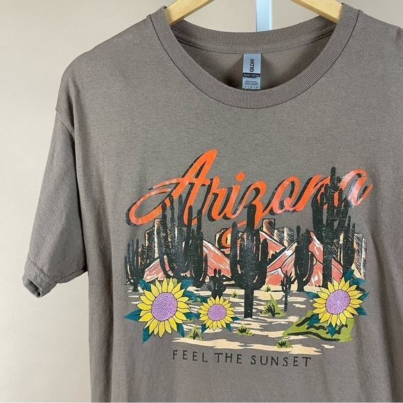 GILDAN Heavy Large Arizona Boho Graphic Tee Shirt Desert Cactus Sunflower Sunset - Picture 6 of 6